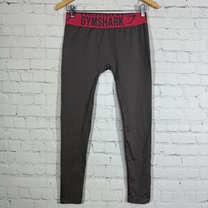 Gymshark Seamless Leggings Women Medium Brown Red Waistband Logo Activewear Gym
